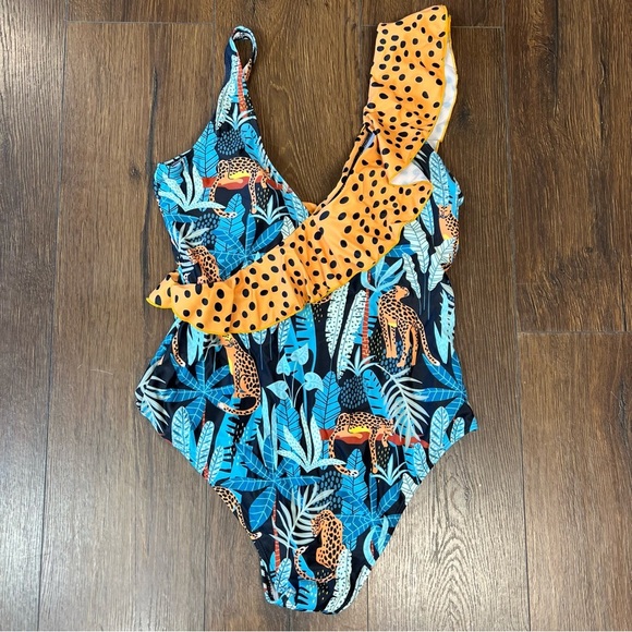 🆕 Rue Ruffle tiger pattern Swimsuit SZ XL - Picture 8 of 8